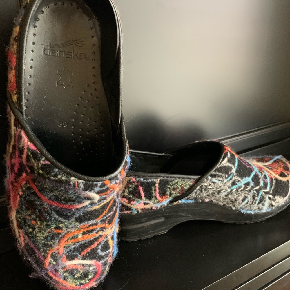 DANSKO Confetti Wool Yarn Clogs Mules Slides Shoes Size EU 39 US 8.5 - Picture 4 of 5